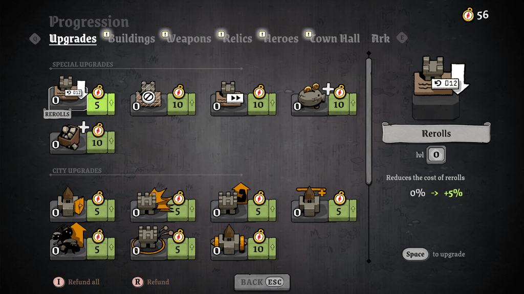 progression - upgrades